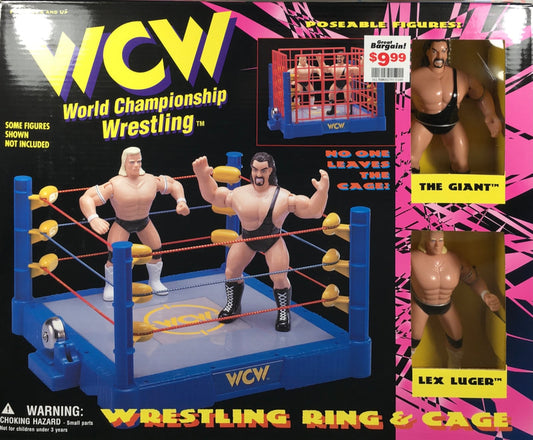 WCW OSFTM 4.5" Articulated Wrestling Rings & Playsets: Wrestling Ring & Cage [With The GIant & Lex Luger]
