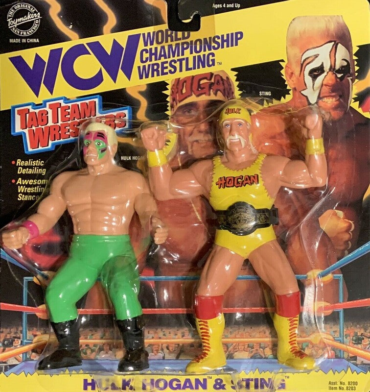 WCW OSFTM Collectible Wrestlers [LJN Style] Tag Team Wrestlers Series 1 Hulk Hogan & Sting [With Green Tights]