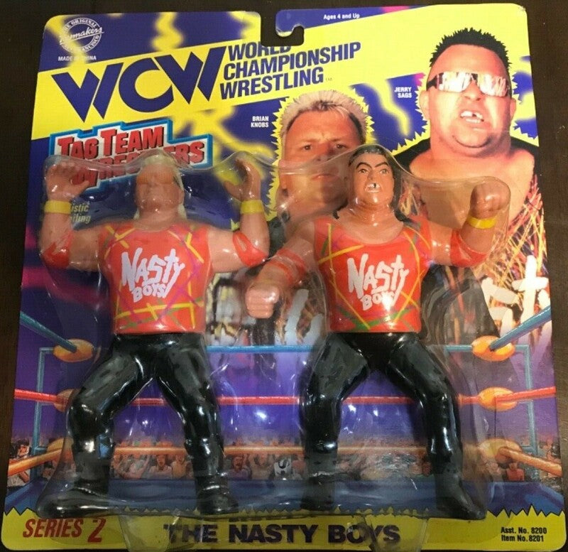 WCW OSFTM Collectible Wrestlers [LJN Style] Tag Team Wrestlers Series 2 The Nasty Boys: Brian Knobs & Jerry Sags [With Orange Shirts] Action & Toy Figures PWcatalog