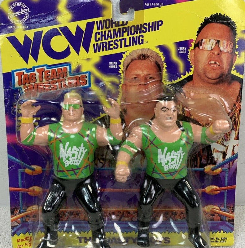 WCW OSFTM Collectible Wrestlers [LJN Style] Tag Team Wrestlers Series 3 The Nasty Boys: Brian Knobs & Jerry Sags [With Green Shirts, Exclusive] Action & Toy Figures PWcatalog
