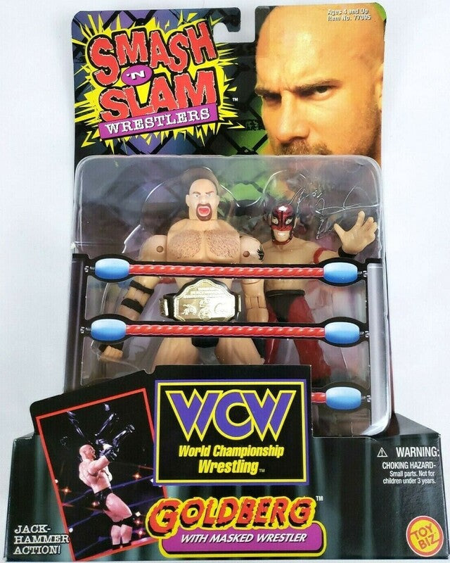 WCW Toy Biz Smash 'N' Slam Goldberg [With Red Masked Wrestler] Action & Toy Figures PWcatalog