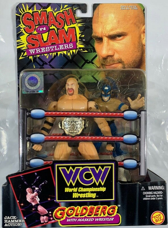 WCW Toy Biz Smash 'N' Slam Goldberg [With Blue Masked Wrestler] Action & Toy Figures PWcatalog