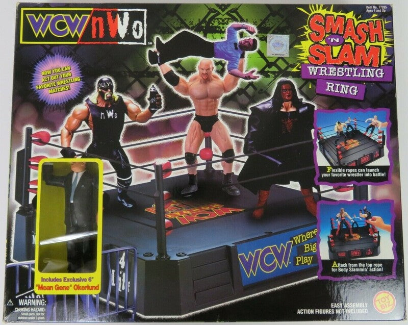 WCW Toy Biz Smash 'N' Slam Wrestling Ring [With "Mean Gene" Okerlund] Action & Toy Figures PWcatalog