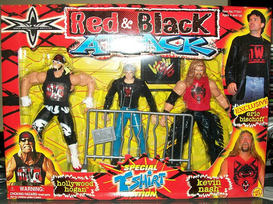 WCW Toy Biz Red & Black Attack: Hollywood Hogan, Eric Bischoff [Gray Hair] & Kevin Nash