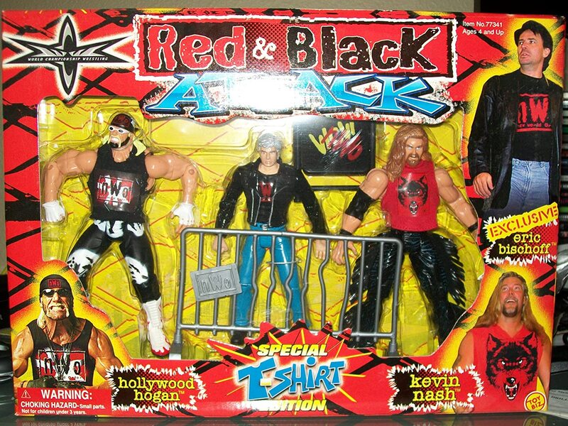 WCW Toy Biz Red & Black Attack: Hollywood Hogan, Eric Bischoff [Gray Hair] & Kevin Nash Action & Toy Figures PWcatalog