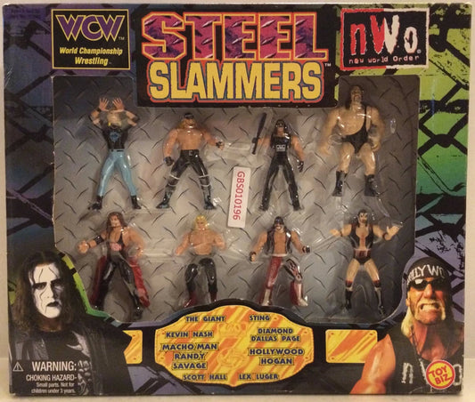 WCW Toy Biz Steel Slammers Diamond Dallas Page, Hollywood Hogan, Sting, The Giant, Kevin Nash, Lex Luger, "Macho Man" Randy Savage & Scott Hall