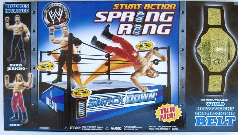 WWE Jakks Pacific Stunt Action Spring Ring [With Chris Jericho, Edge & World Heavyweight Title] Action & Toy Figures PWcatalog