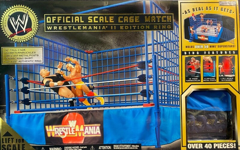 WWE Jakks Pacific Official Scale Offical Scale Cage Match [WrestleMania 2 Edition Ring] Action & Toy Figures PWcatalog