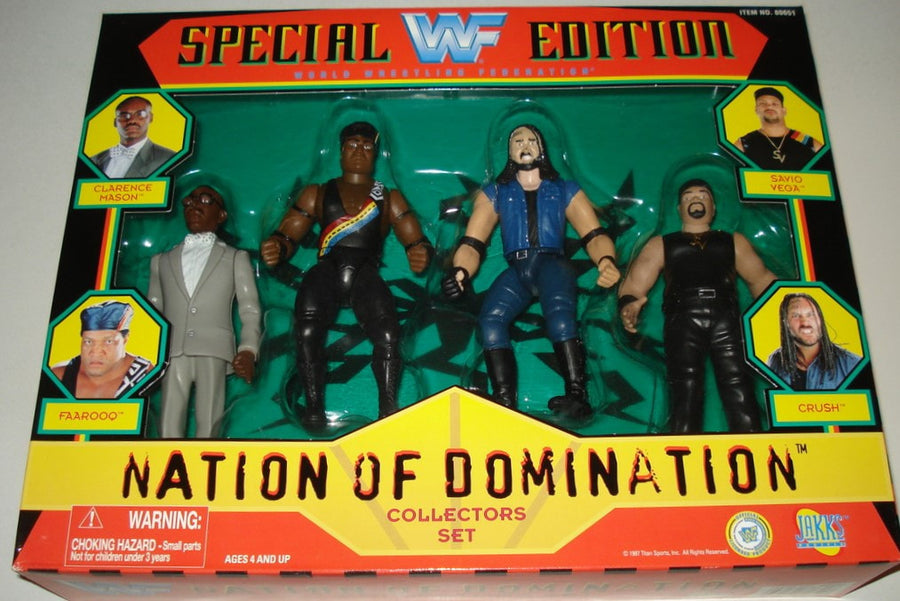1997 WWF Jakks Pacific Special Edition Nation of Domination Box Set: Clarence Mason, Farooq, Savio Vega & Crush [Exclusive] Action & Toy Figures PWcatalog