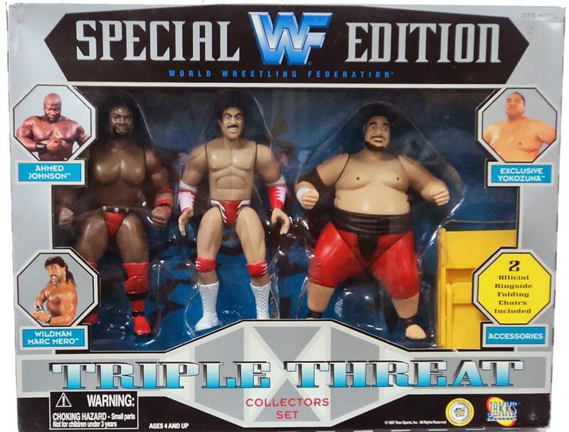 1997 WWF Jakks Pacific Special Edition Triple Threat Box Set: Ahmed Johnson, "Wildman" Marc Mero & Yokozuna [Exclusive] Action & Toy Figures PWcatalog