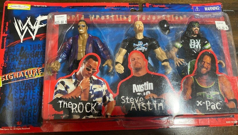1999 WWF Jakks Pacific Signature Series 4 Box Set: The Rock, Steve Austin & X-Pac [Exclusive] Action & Toy Figures PWcatalog