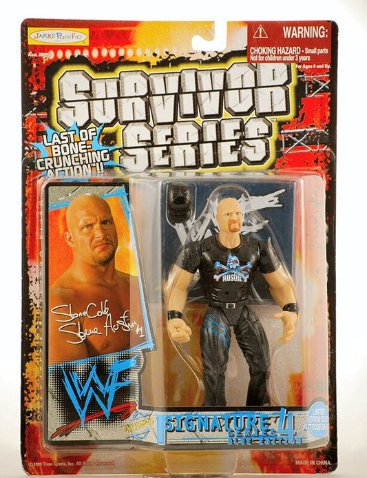 1999 WWF Jakks Pacific Signature Series 4 "Blue Edition" Stone Cold Steve Austin [With Blue Signature]