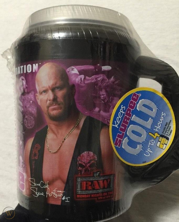 The Rock Trish Stratus Steve Austin 2002 refill 7-11 big Slurpee