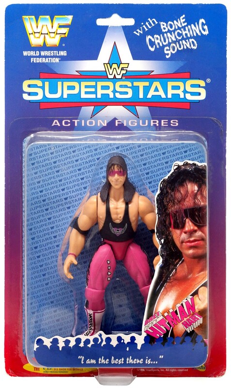 1996 WWF Jakks Pacific Superstars Series 1 Bret "Hitman" Hart [Butterfly Card]