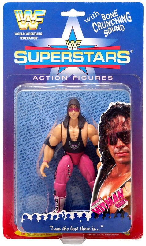 1996 WWF Jakks Pacific Superstars Series 1 Bret "Hitman" Hart [Butterfly Card] Action & Toy Figures PWcatalog