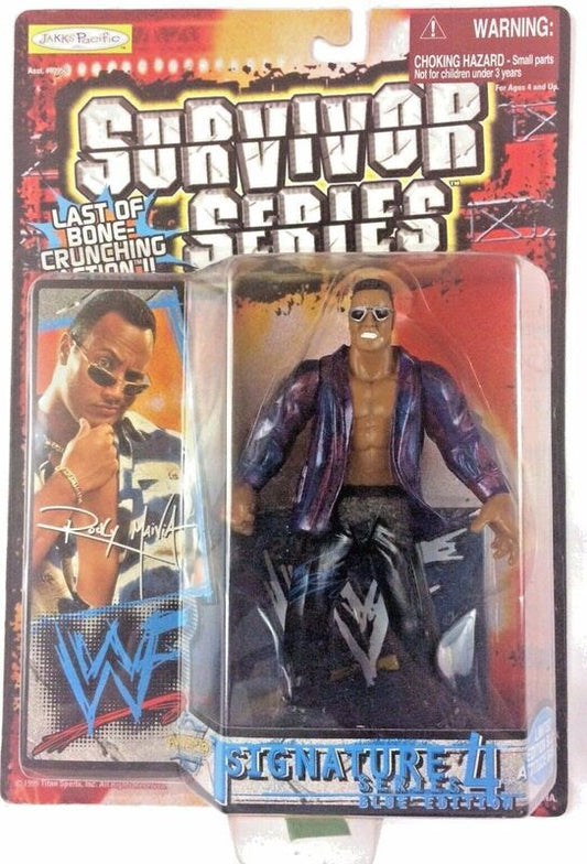 1999 WWF Jakks Pacific Signature Series 4 "Blue Edition" The Rock [With Blue Signature]