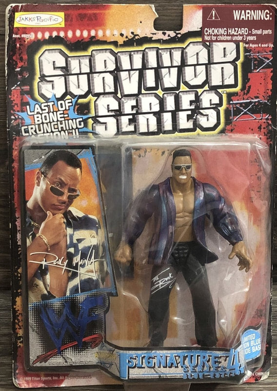 1999 WWF Jakks Pacific Signature Series 4 "Blue Edition" The Rock [With White Signature] Action & Toy Figures PWcatalog
