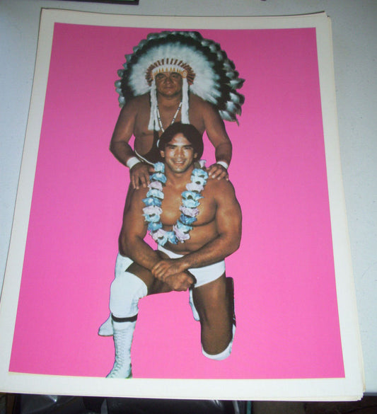 1980s Mid-Atlantic Wahoo McDaniel Ricky Steamboat Vintage 11x14 Promo Photo