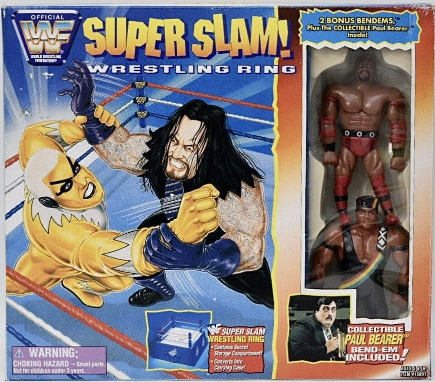 WWF Just Toys Bend-Ems Super Slam! Wrestling Ring [With Paul Bearer, Ahmed Johnson & Faarooq] Action & Toy Figures PWcatalog