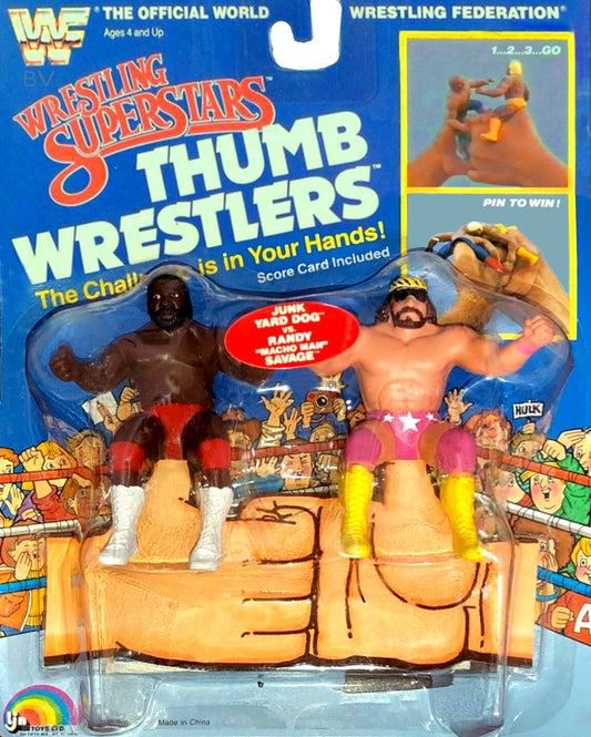 WWF LJN Wrestling Superstars Thumb Wrestlers Junk Yard Dog vs. Randy "Macho Man" Savage