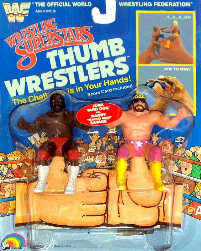 WWF LJN Wrestling Superstars Thumb Wrestlers Junk Yard Dog vs. Randy "Macho Man" Savage Action & Toy Figures PWcatalog