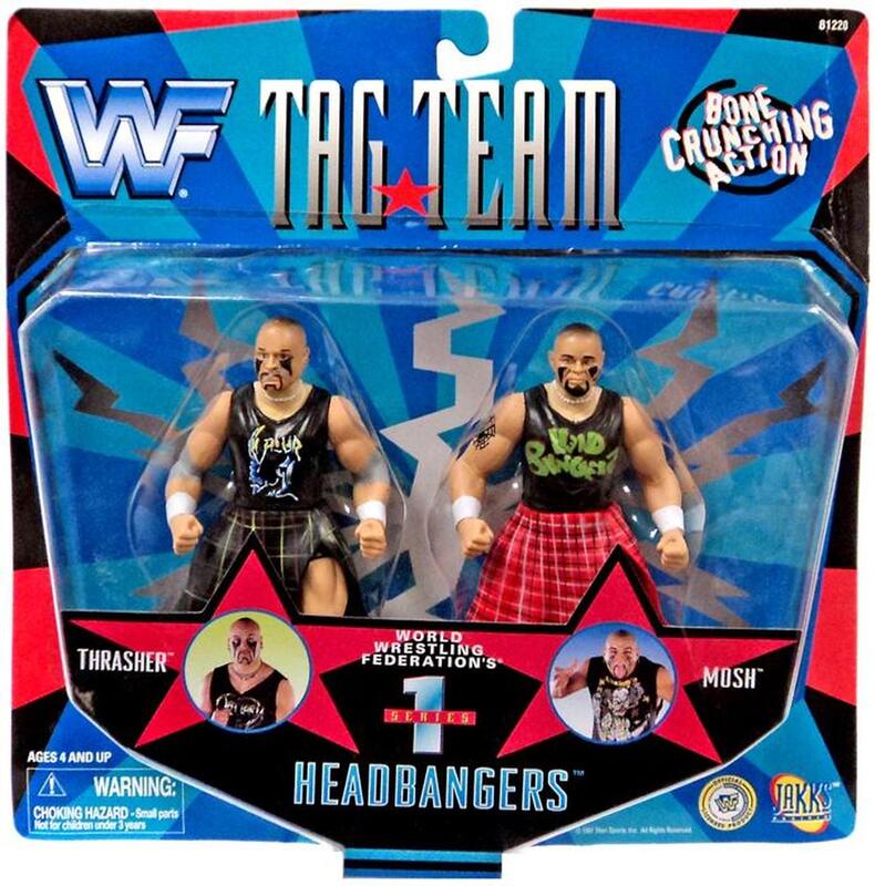 1997 WWF Jakks Pacific Tag Team Series 1 Headbangers: Thrasher & Mosh Action & Toy Figures PWcatalog