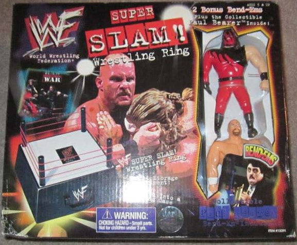 WWF Just Toys Bend-Ems Super Slam! Wrestling Ring [With Paul Bearer, Kane & Stone Cold Steve Austin]