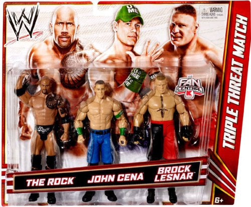 WWE Mattel Triple Threat Match 2 The Rock vs. John Cena vs. Brock Lesnar [Exclusive] Action & Toy Figures PWcatalog