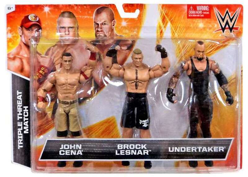 WWE Mattel Triple Threat Match 4 John Cena vs. Brock Lesnar vs. Undertaker [Exclusive] Action & Toy Figures PWcatalog