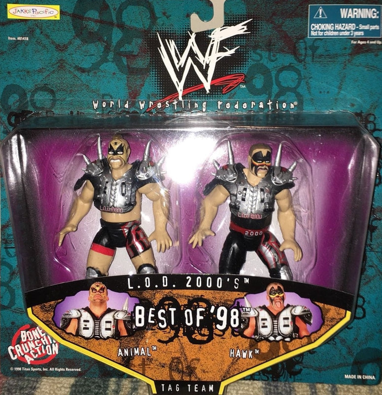 1998 WWF Jakks Pacific Best of 1998 LOD 2000: Animal & Hawk [Exclusive] Action & Toy Figures PWcatalog