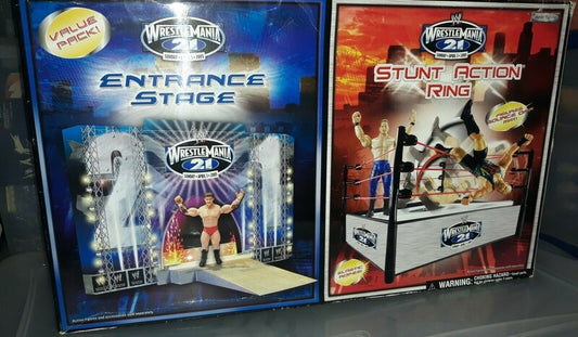 WWE Jakks Pacific WrestleMania 21 Entrance Stage & Stunt Action Ring Value Pack