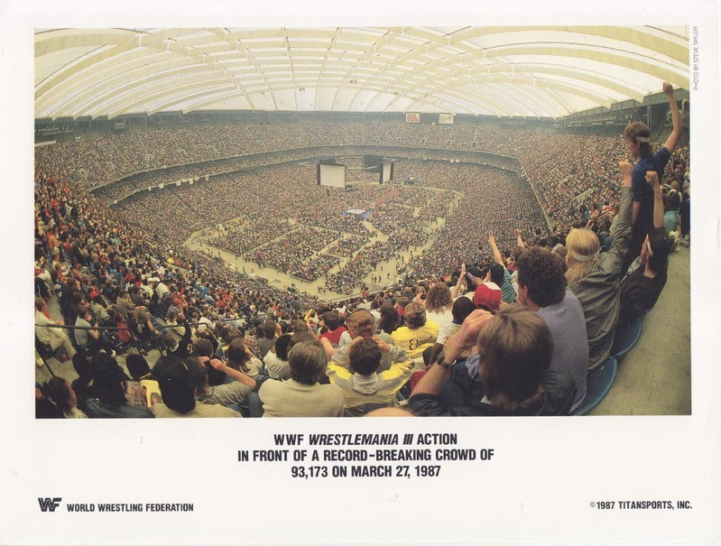 1987 Wrestlemania 3 record attendance (93,173) color PWcatalog
