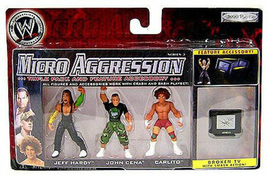 WWE Jakks Pacific Micro Aggression 3 Jeff Hardy, John Cena & Carlito