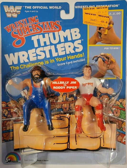 WWF LJN Wrestling Superstars Thumb Wrestlers Hillbilly Jim vs. Roddy Piper