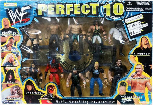 1999 WWF Jakks Pacific Perfect 10 Box Set: Stone Cold Steve Austin, The Rock, HHH, X-Pac, Mankind, Undertaker, Kane, The Big Show, B.A. Billy Gunn & Road Dogg [Exclusive]