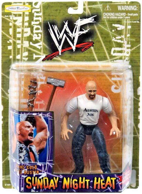 1999 WWF Jakks Pacific Sunday Night Heat Stone Cold Steve Austin [Exclusive] Action & Toy Figures PWcatalog
