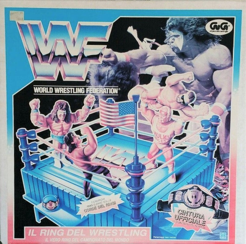 WWF Hasbro Wrestling Rings & Playsets: Official Wrestling Ring [With Blue Round Turnbuckle Posts]