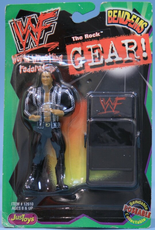 WWF Just Toys Bend-Ems Gear! The Rock [With Black & White Shirt]