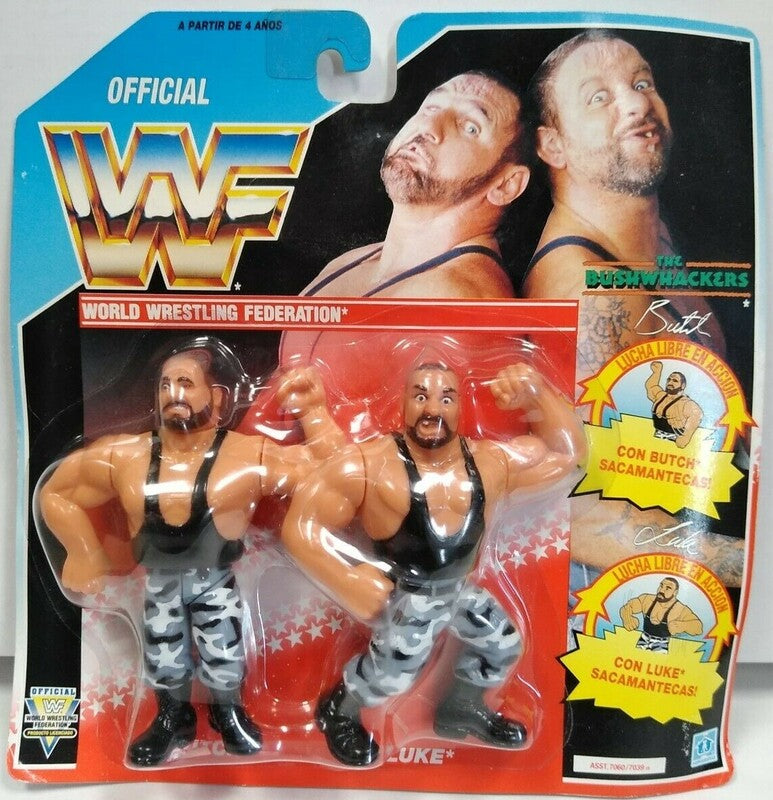 WWF Hasbro 2 Bushwhackers: Butch with Down and Out Blaster! & Luke with Down Under Pounder!