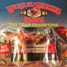 WWF LJN Wrestling Superstars Bendies Tag Team Champions Hulk Hogan & Junk Yard Dog