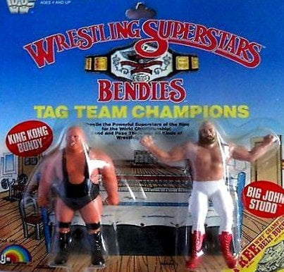 WWF LJN Wrestling Superstars Bendies Tag Team Champions King Kong Bundy & Big John Studd