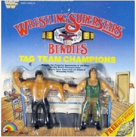 WWF LJN Wrestling Superstars Bendies Tag Team Champions Ricky "The Dragon" Steamboat & Corporal Kirchner
