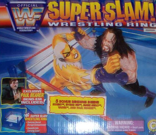 WWF Just Toys Bend-Ems Super Slam! Wrestling Ring [With Paul Bearer, Sunny, Sycho Sid, Marc Mero & Vader]